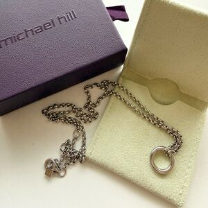 Michael Hill Sterling Belcher Open Pendant Charm Necklace with Circle Connector